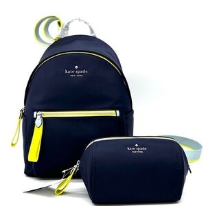 NWT ♠️ 2 bundle Kate Spade Medium Nylon Chelsea Backpack Blue + Matching Bag